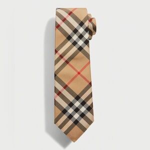 NWT Men's Burberry Manston Check Silk Tie, Archive Beige